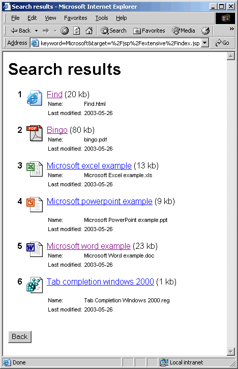 Search results